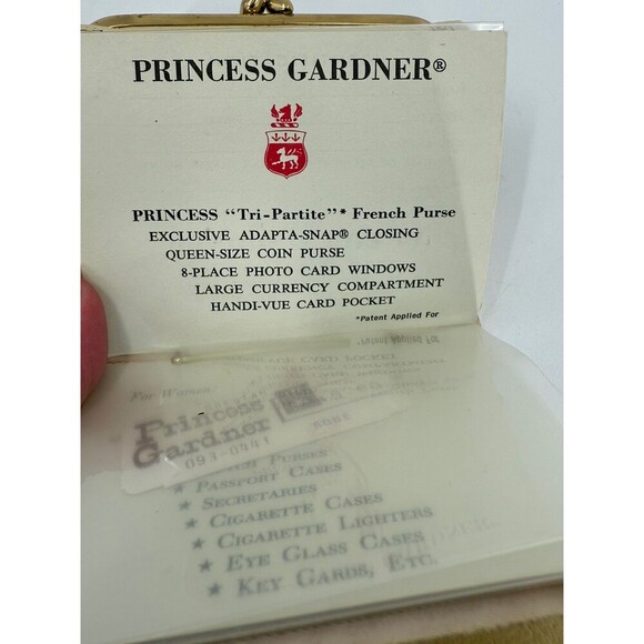 VINTAGE Princess Gardner Tri-Partite French Purse in Bone 8 Photo Holder 4"x4.25 - Picture 10 of 11